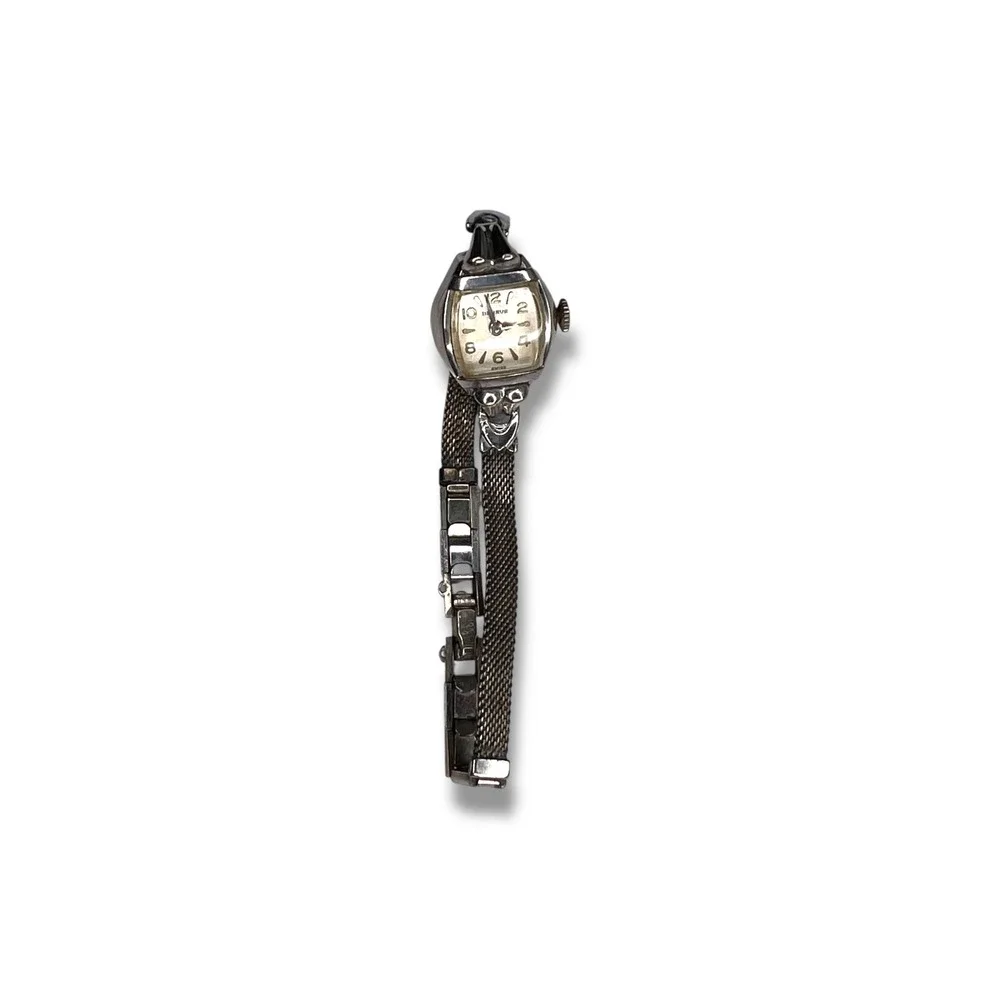 Vintage Benrus Womens Watch Wind Up Silver Tone 10k RGB Swiss Stretch‎ Band